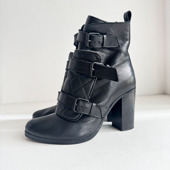 Black Leather Ankle Boots - Picture 1 of 9